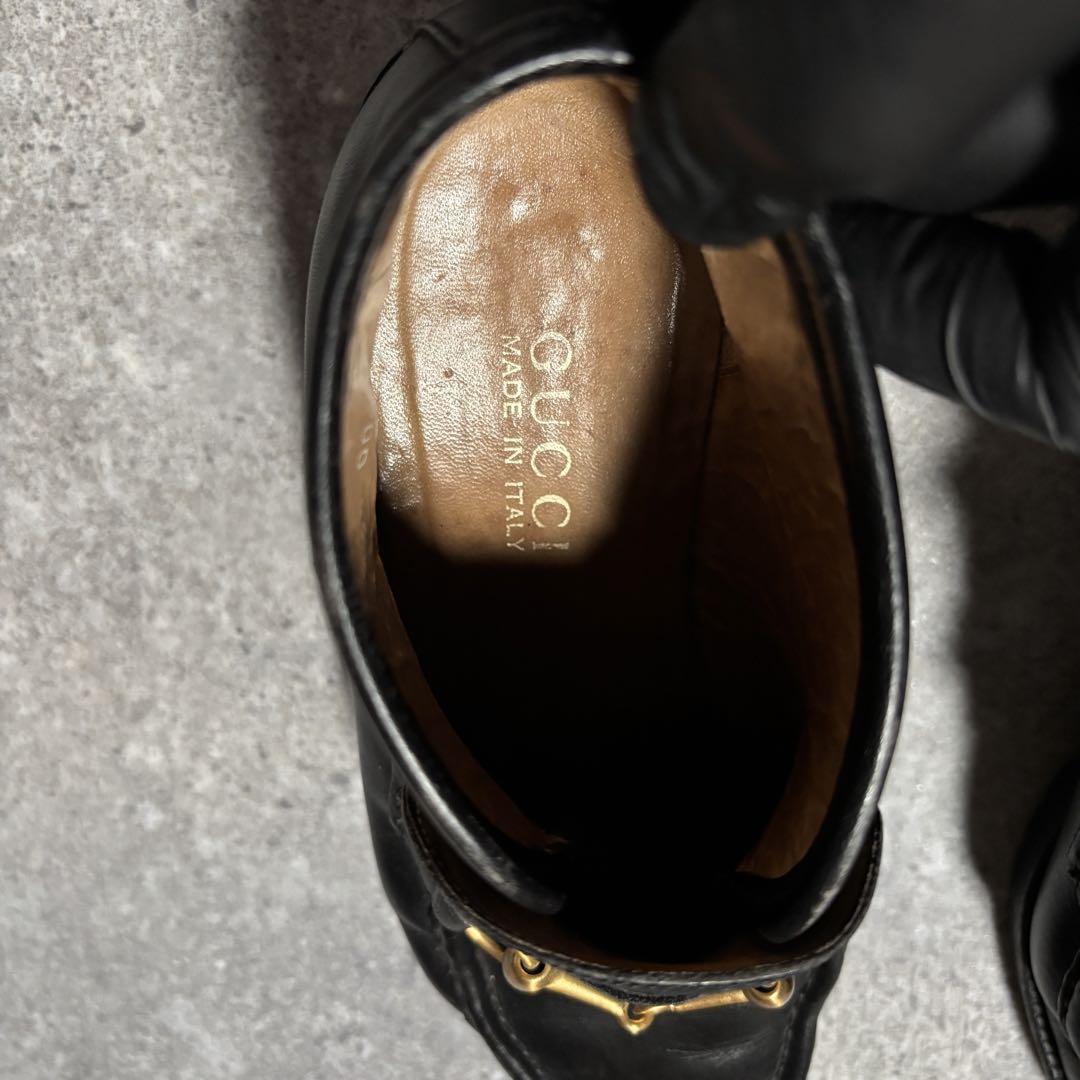 靴 Gucci Gold-Bid Leather Loafers 6 1/2B