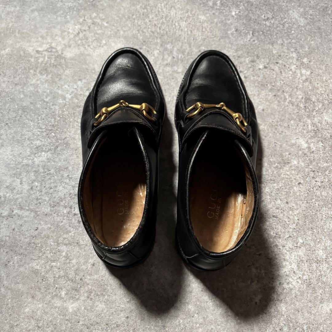 靴 Gucci Gold-Bid Leather Loafers 6 1/2B