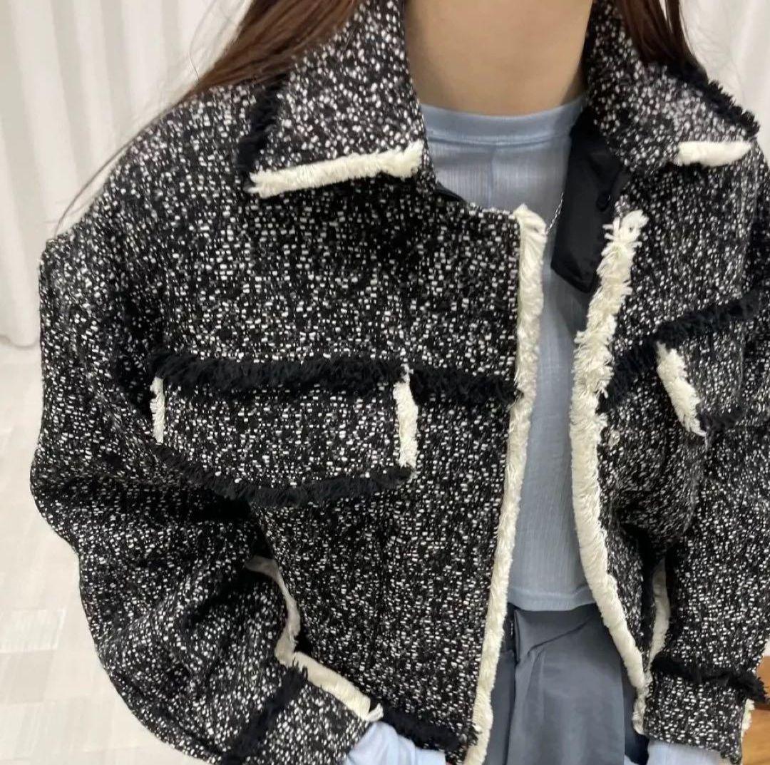 ジャケット・アウター OTONA MUSE FRINGE TWEED SHORT JACKET