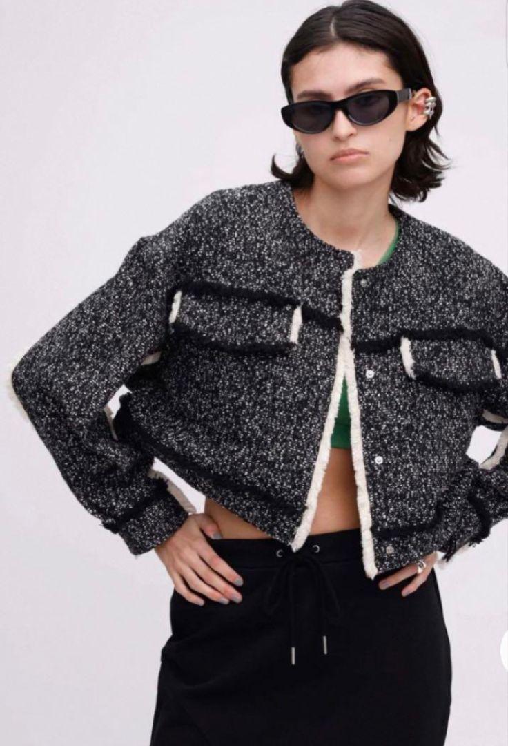 ジャケット・アウター OTONA MUSE FRINGE TWEED SHORT JACKET
