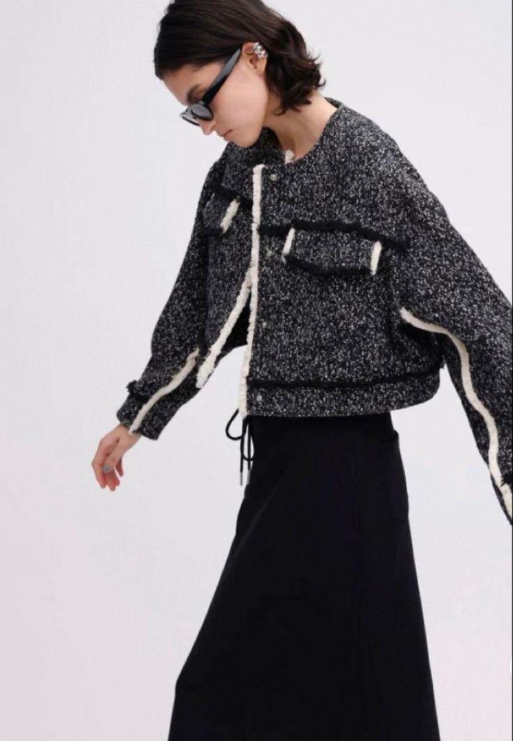 ジャケット・アウター OTONA MUSE FRINGE TWEED SHORT JACKET