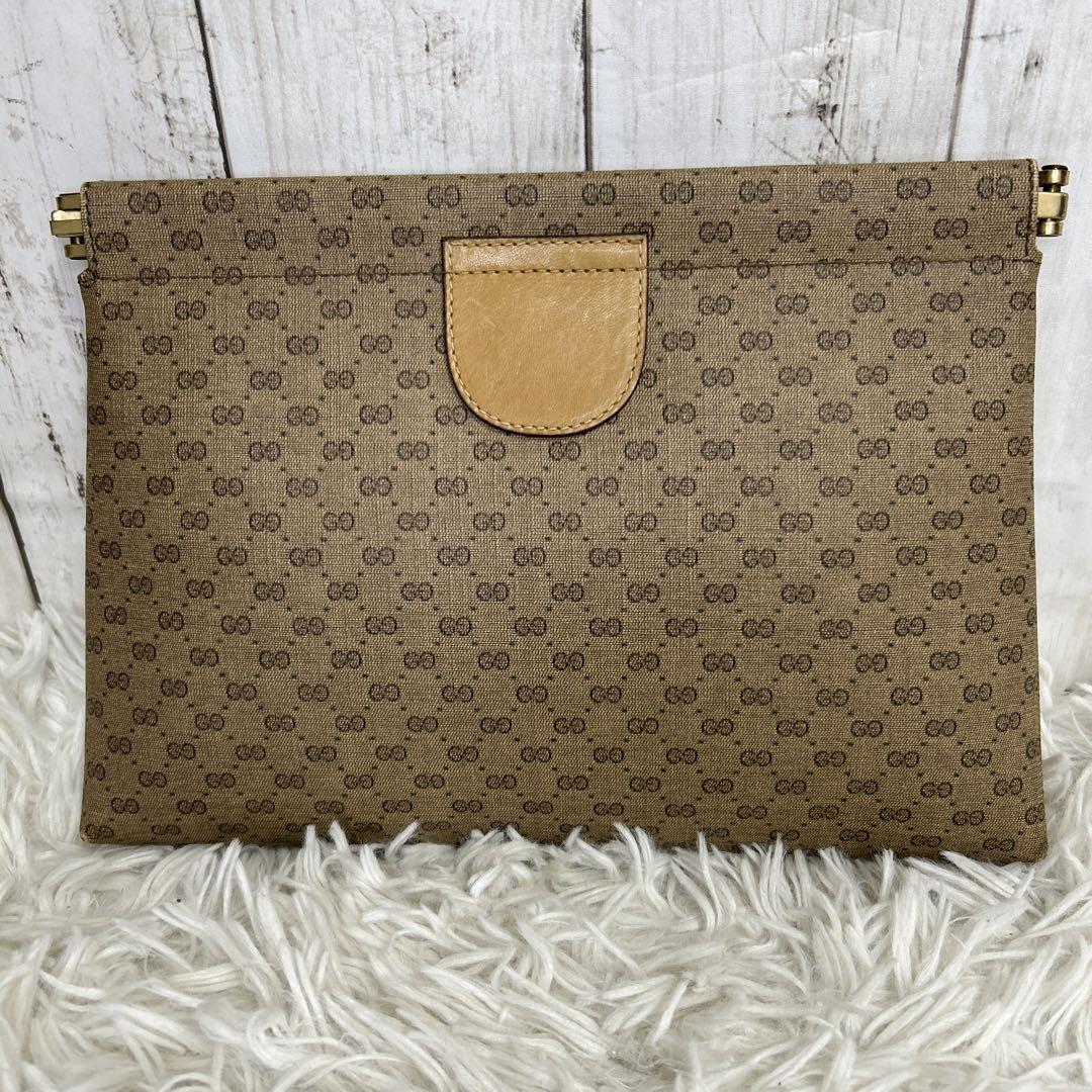 GUCCI クラッチバッグ　セカンドバッグ　ポーチ　インターロッキング　ブラウン