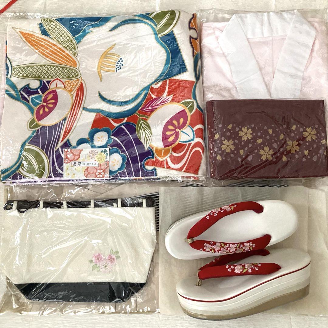 卒業式　袴セット　厚底草履と巾着付き