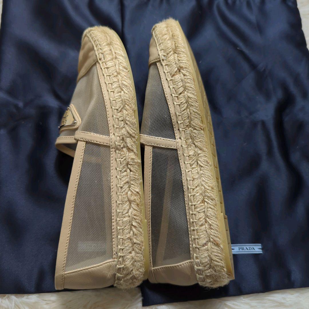 【美品】PRADA ベージュ エスパドリーユ 夏物 サンダル ミュール