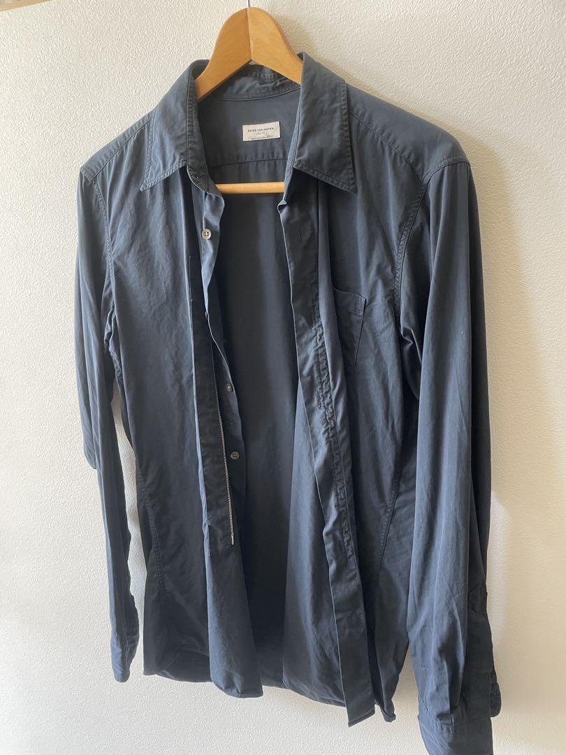 DRIES VAN NOTEN ダークネイビー 長袖シャツ ジッパー付き