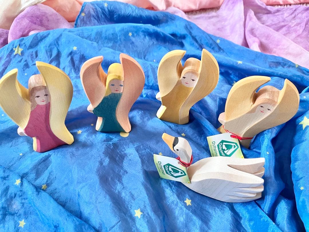 Ostheimer 木製 天使と白鳥のフィギュアセット