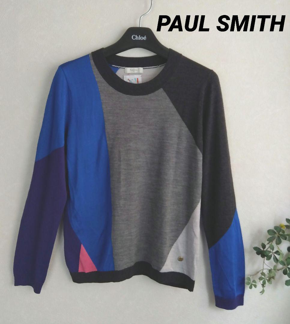 【PAUL SMITH ポールスミス】薄手　幾何学模様　ロゴプレート　長袖ニット