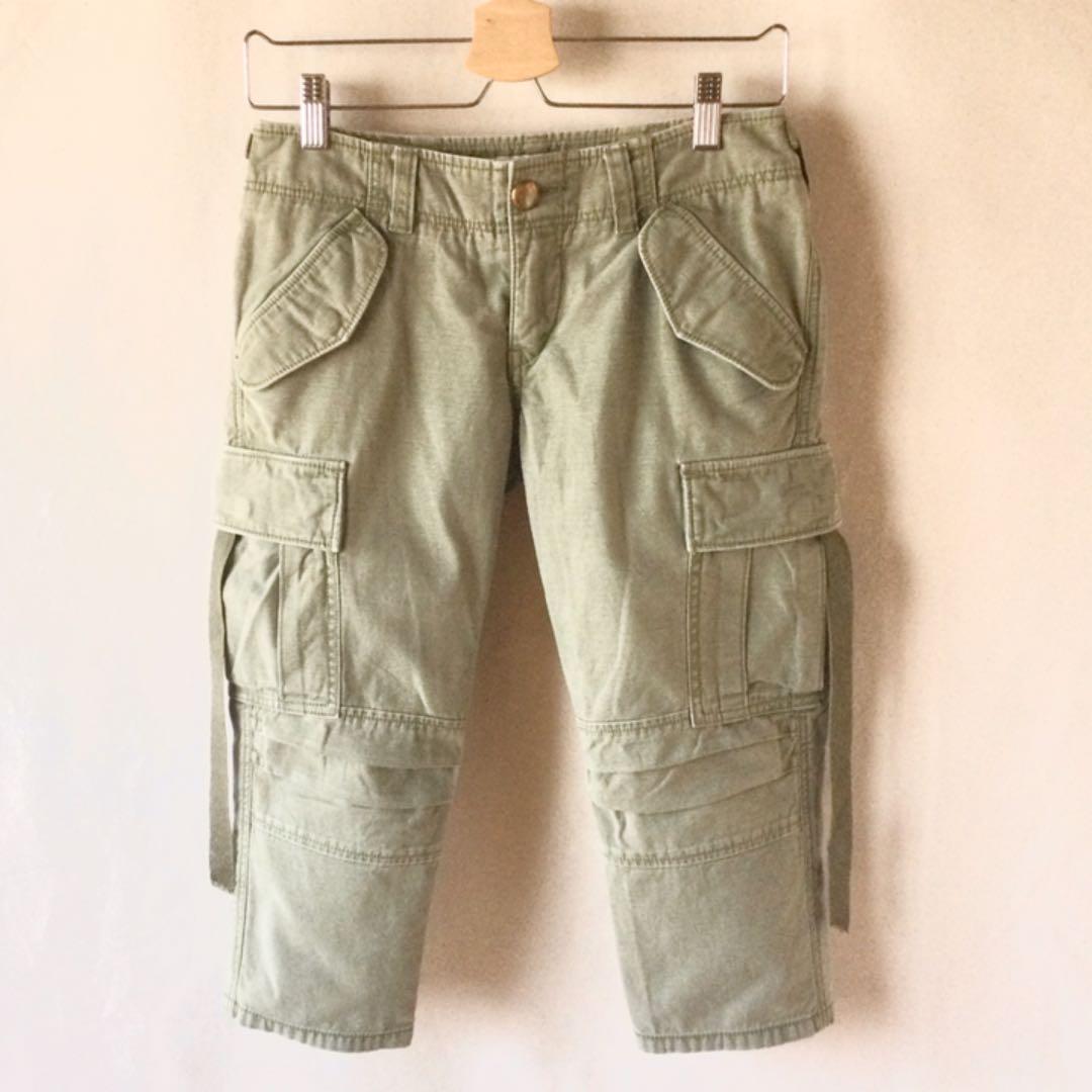 ijiit イジット カーゴパンツ ハーフパンツ クロップドパンツ カーキ