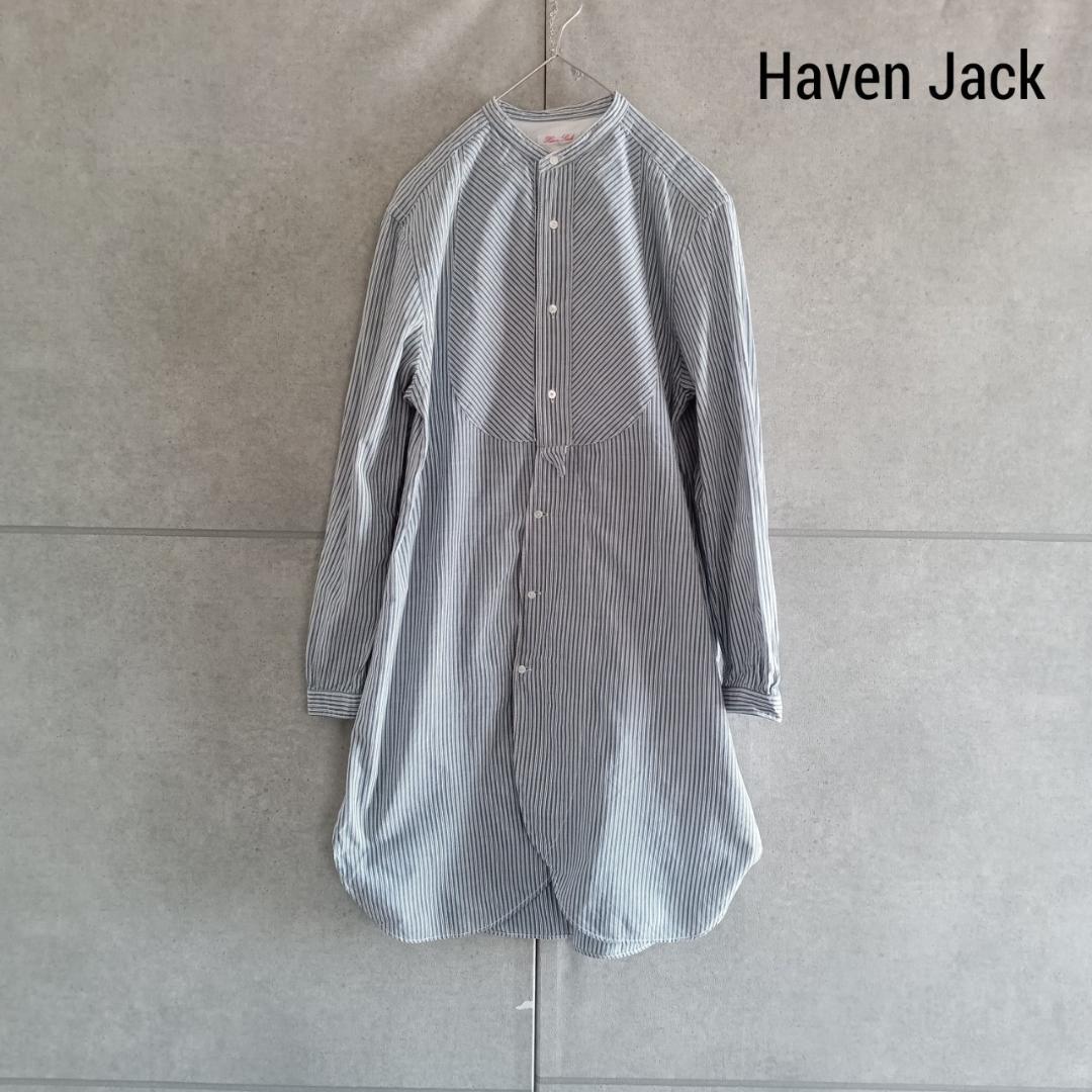 HAVER SACK ハバーサック  ノーカラー ストライプシャツ X2314