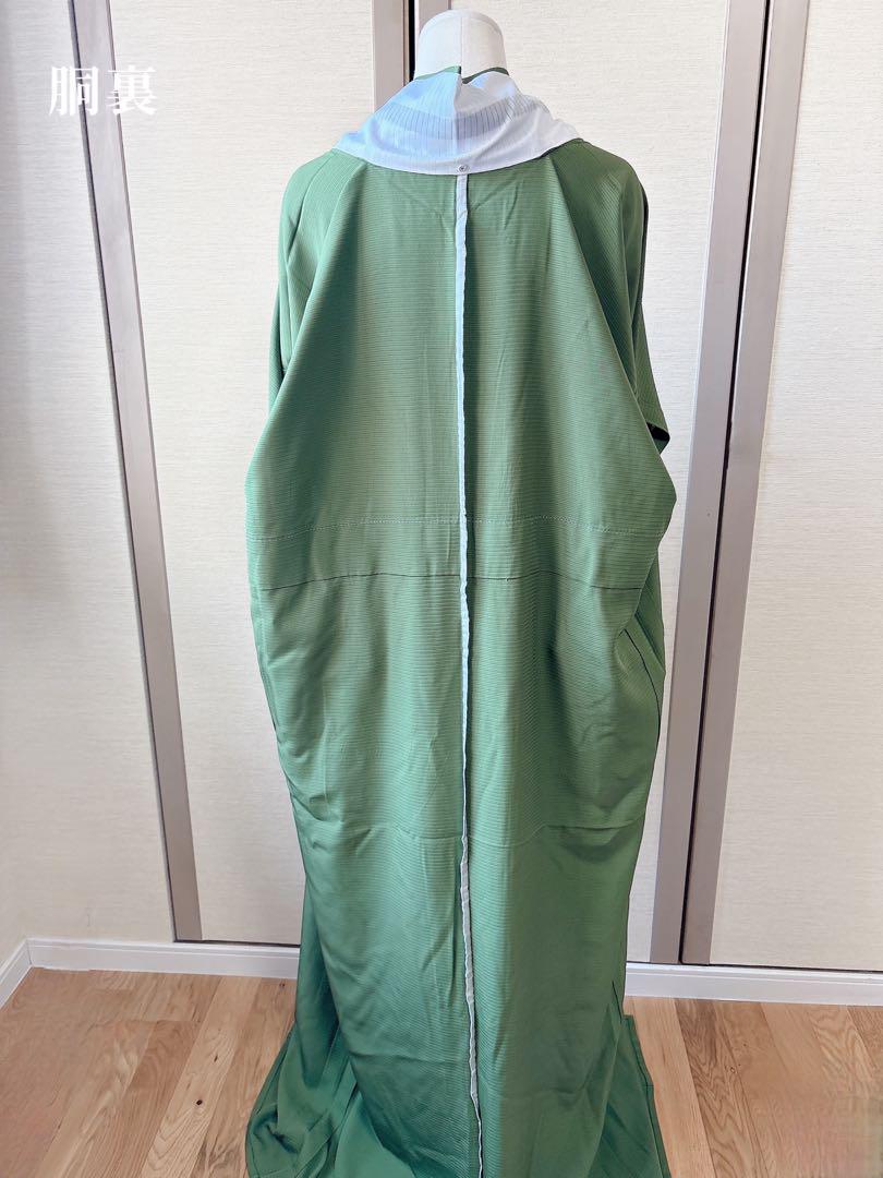 正絹　絽　夏着物　裄70 大きいサイズ　色無地　身幅広