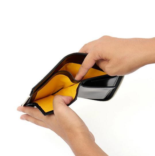 カステルバジャック 牛革 Ｌ字ジップ財布 縦型 人気デザイン オレンジ