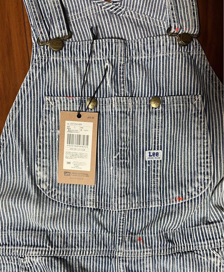 Lee ダメージ加工　ヒッコリーストライプオーバーオール　Lサイズ