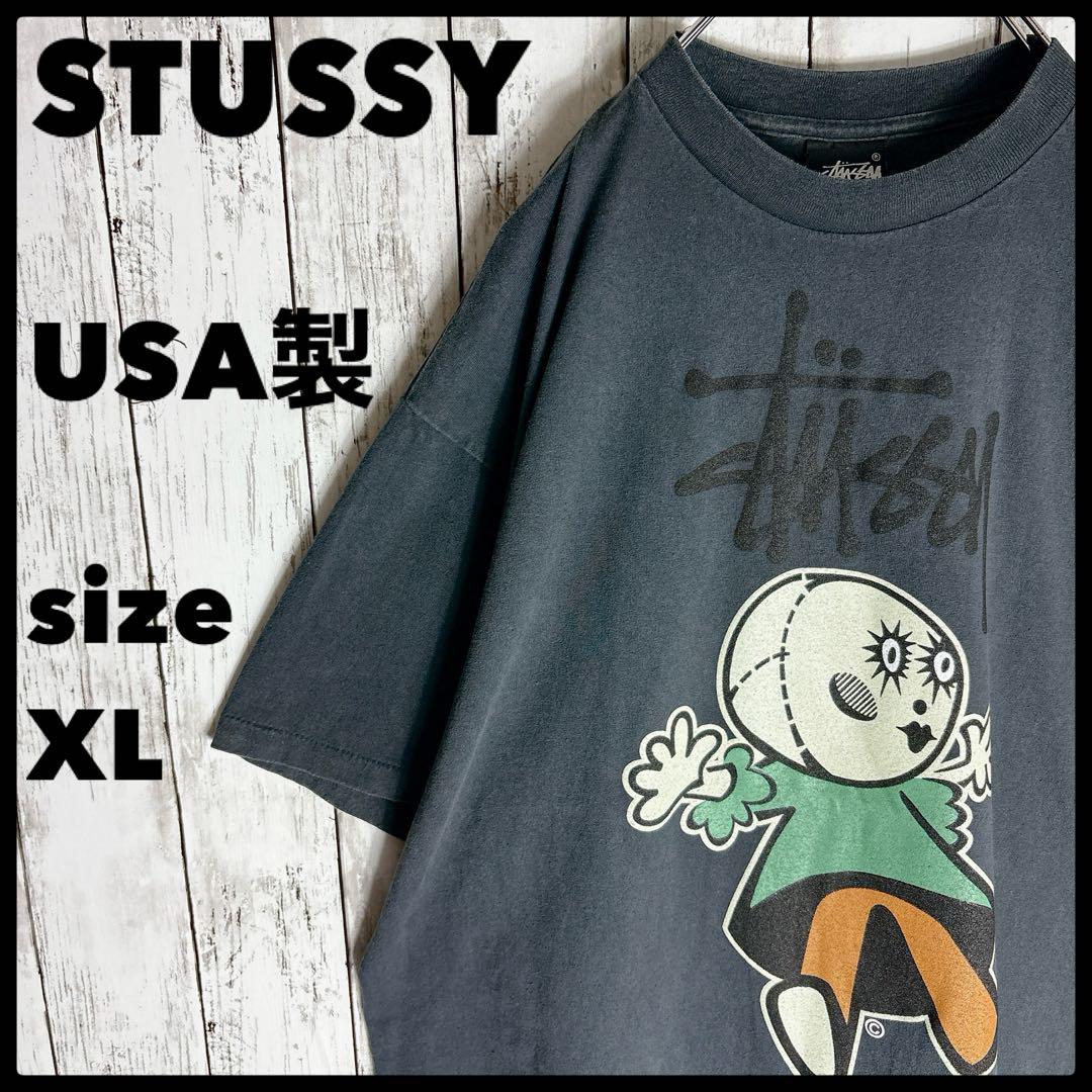 stussy ステューシー tシャツ USA製 XL 両面プリント ブラック 黒