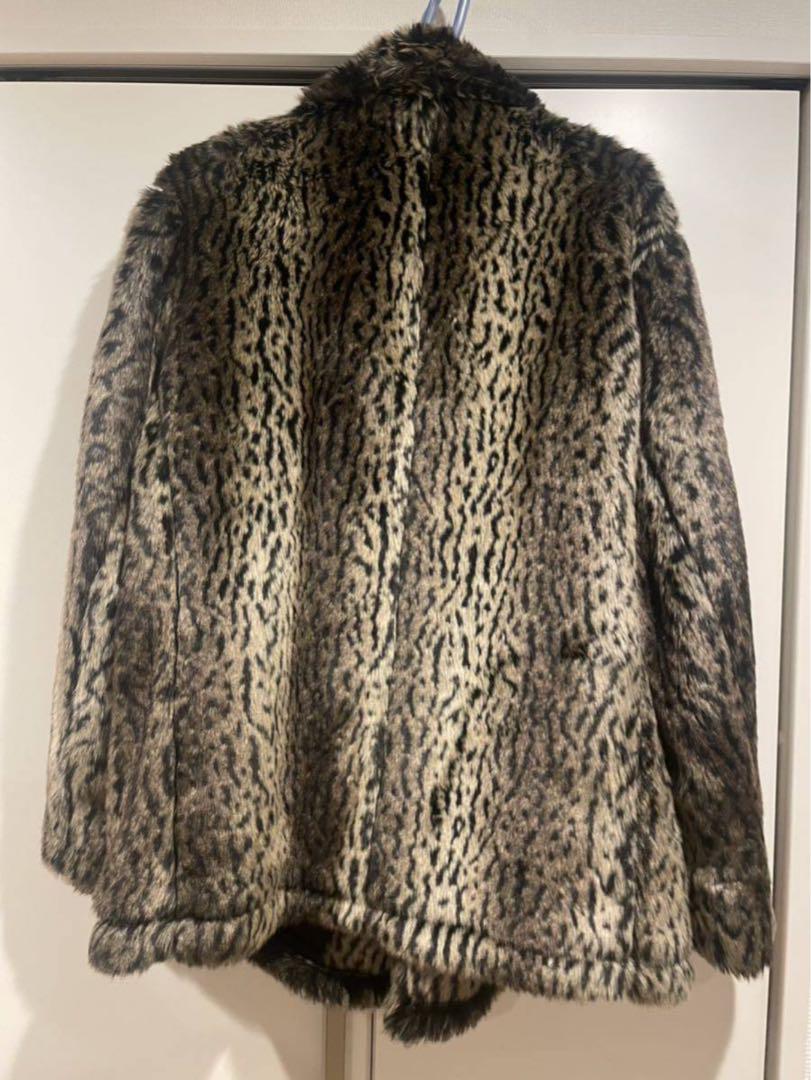 美品　Supreme Schott Fur Peacoat Leopard M