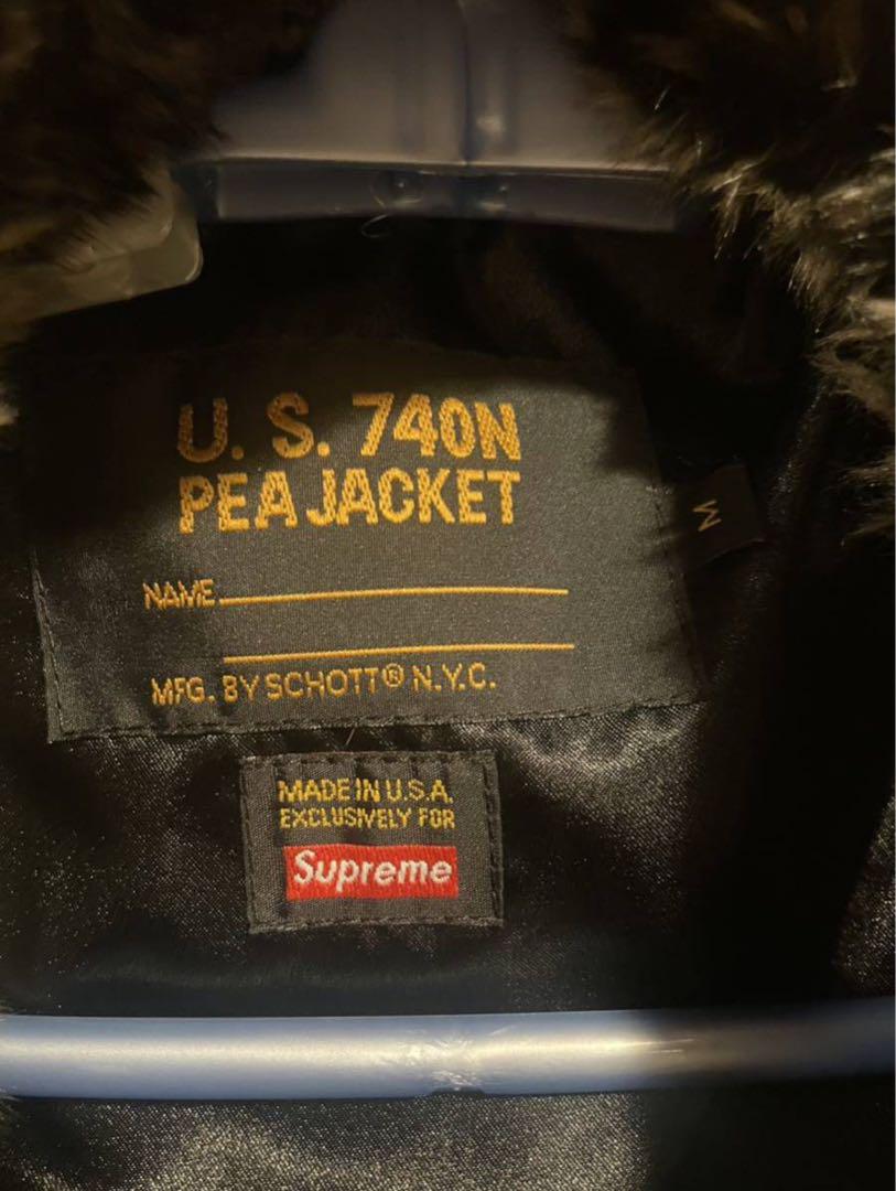 美品　Supreme Schott Fur Peacoat Leopard M