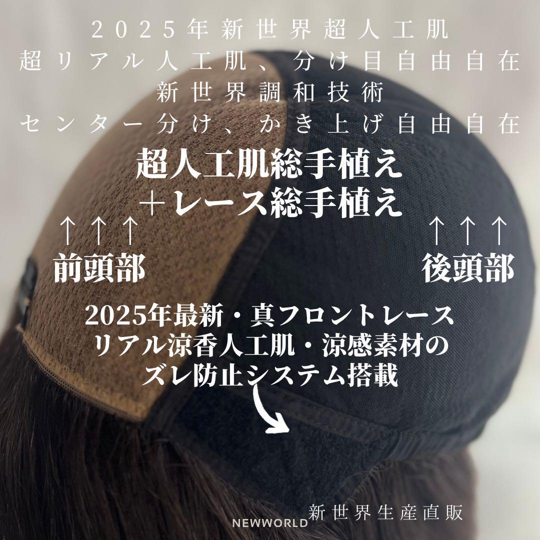2025新世界 人毛 ウィッグ フルウィッグ シルクスキン 医療