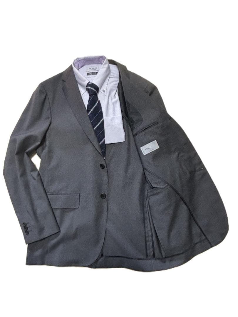 S874★テイジン新品ビジネススーツ50大きいサイズA7グレー春夏秋伊製REDA