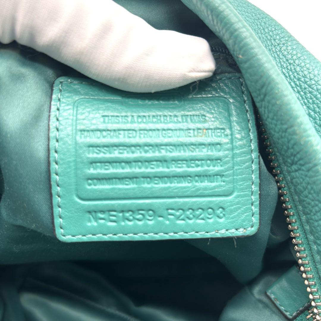 COACH ターコイズ レザー ショルダーバッグ 2WAY A4収納可能
