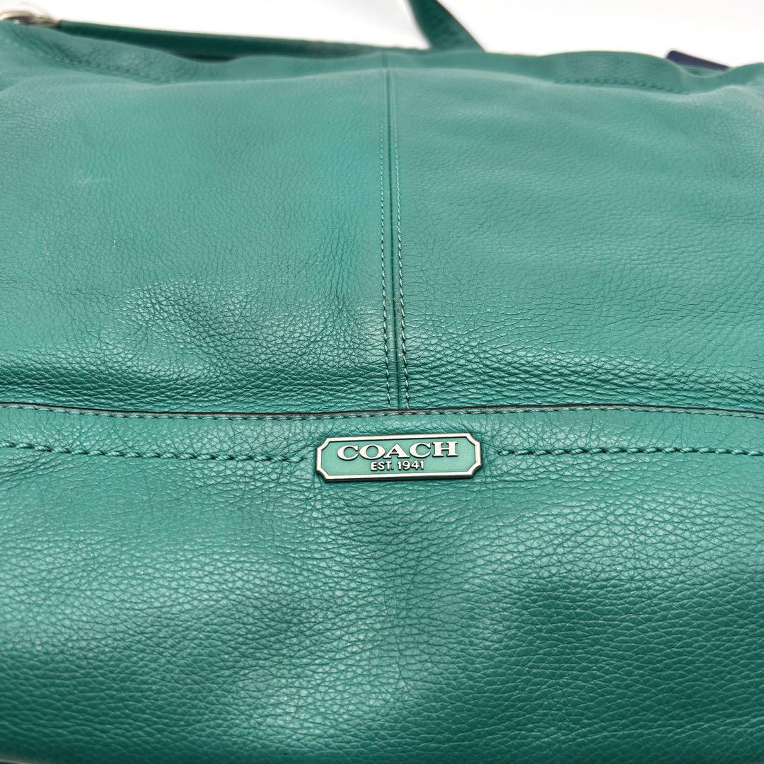 COACH ターコイズ レザー ショルダーバッグ 2WAY A4収納可能