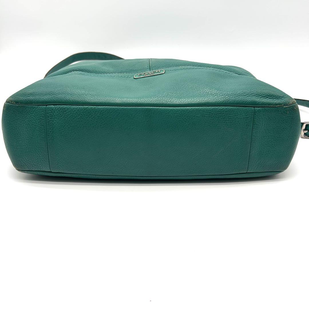 COACH ターコイズ レザー ショルダーバッグ 2WAY A4収納可能