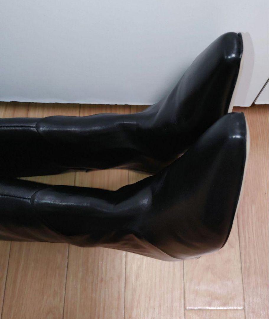 未使用 CORSOROMA9 ナッパレザー ロングブーツ 38 黒 24cm