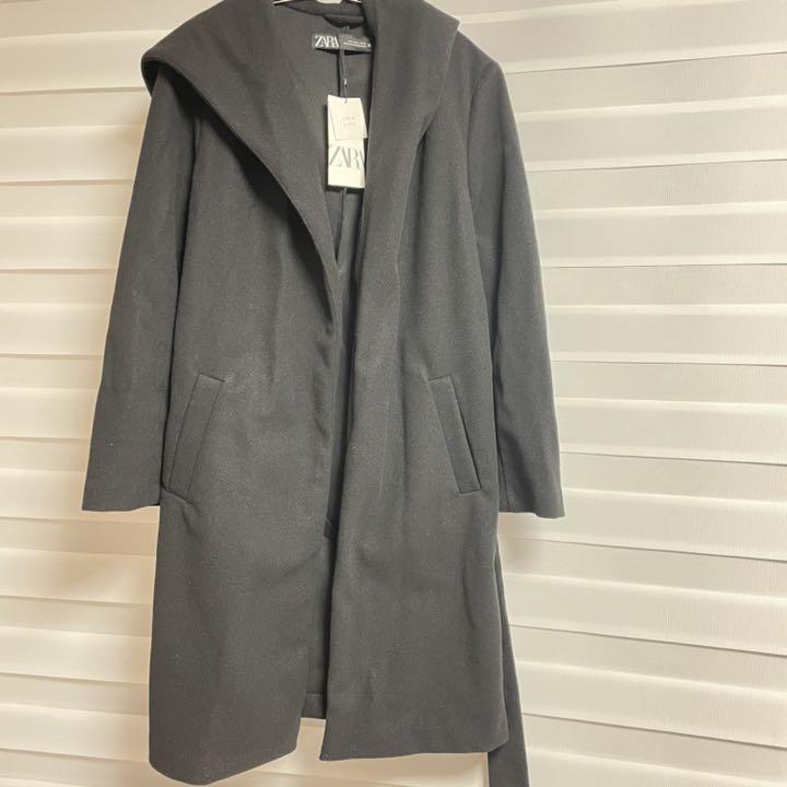 入荷中 ZARA ザラ フード付きロングコート ウエストリボンベルト フーディー S 入荷中 ZARA ザラ フード付きロングコート ウエストリボンベルト フーディー S