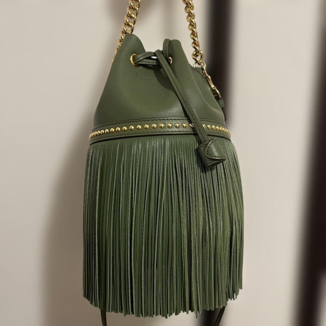 J&Mデビッドソンフリンジ付きレザーバッグ オリーブグリーン