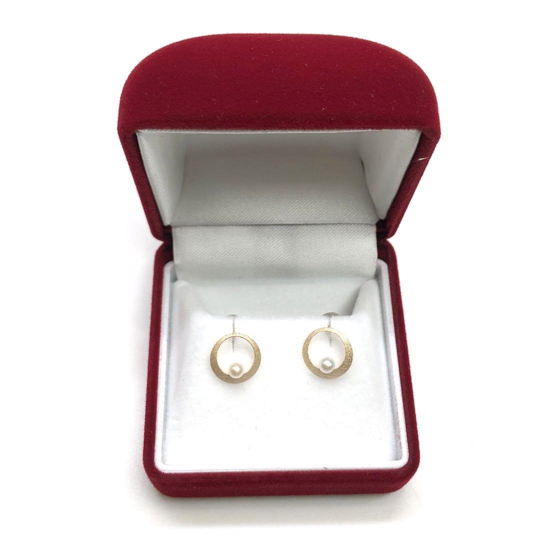 割引購入 K18 ③ ペア つや消し ピアス パール 18k 18金 アクセサリー