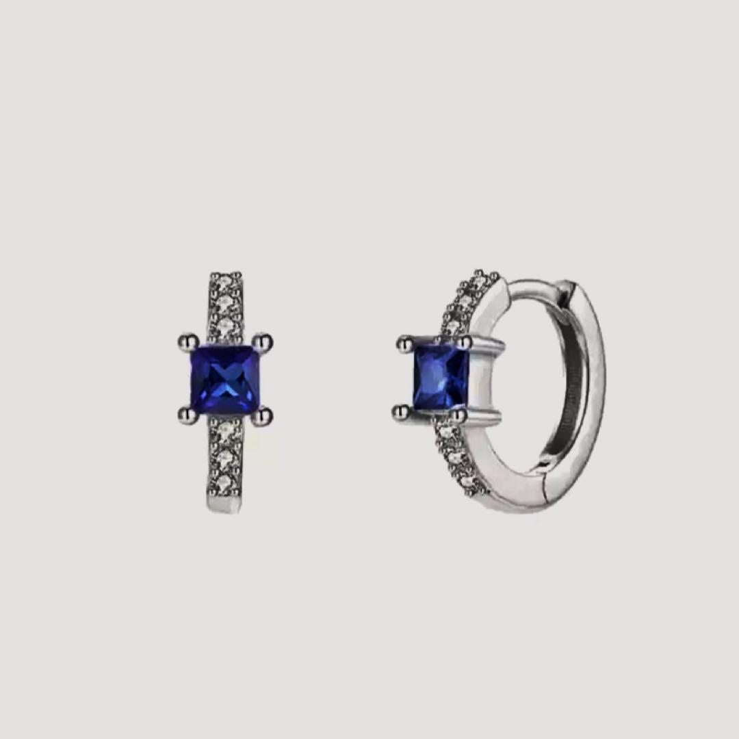 喜ばれる誕生日プレゼント ダイヤ 160PL【スクエア】サファイアピアス CZ プラチナ S925 アクセサリー