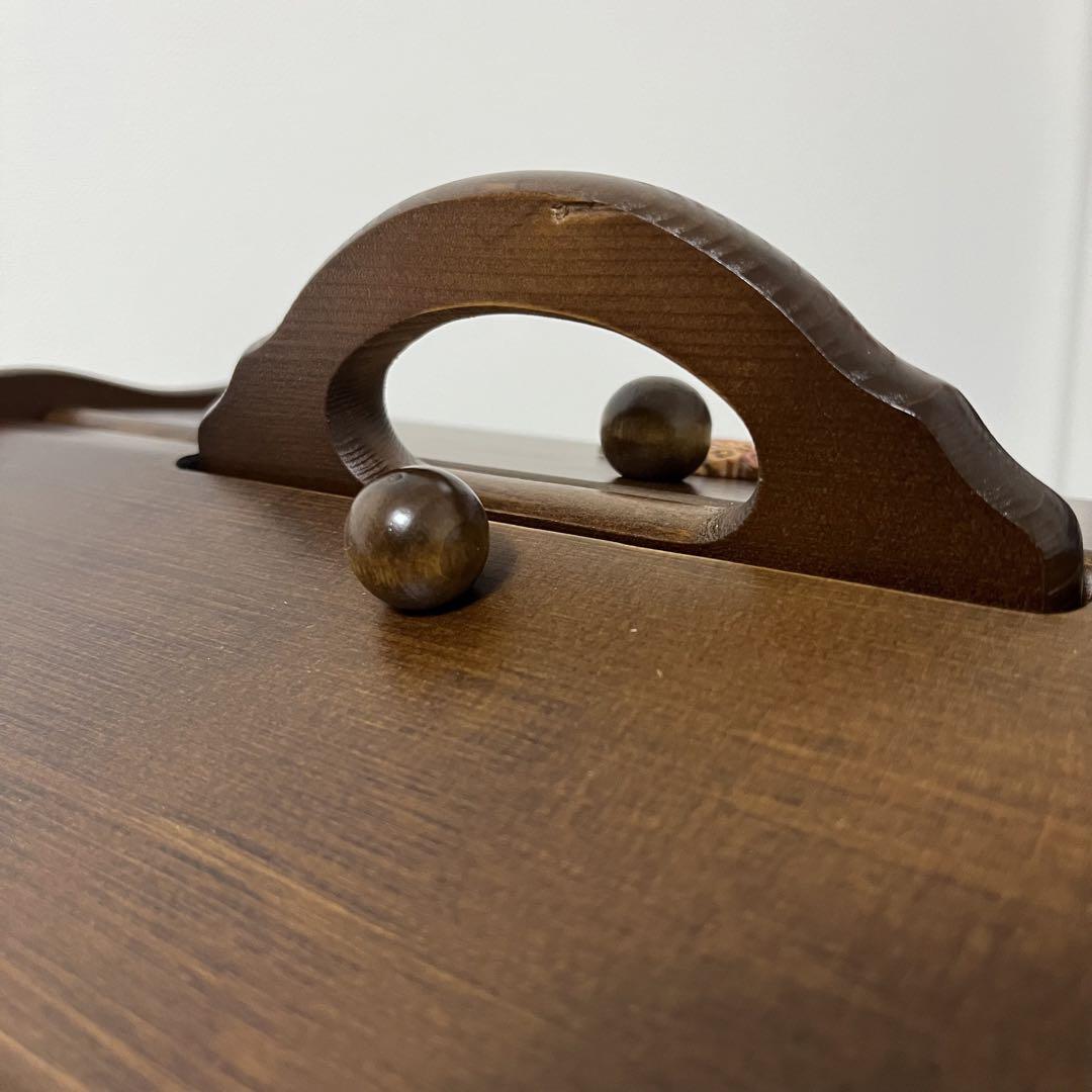 裏側傷あり　G-Wood　木製裁縫箱　ソーイングボックス　レトロ