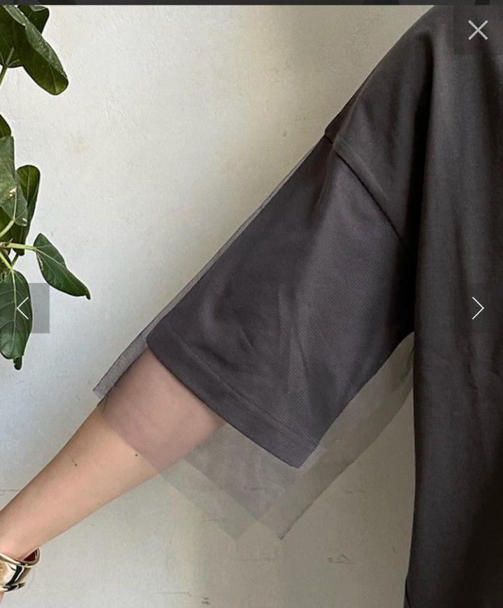 DOUDOU 半袖 Tシャツ チャコールグレー viseu チュール