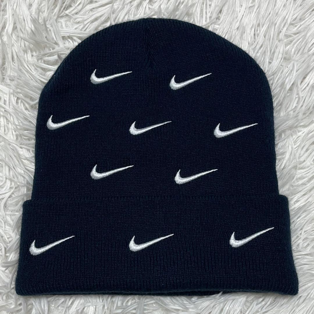 未使用級✨NIKE LAB ナイキラボ　スウッシュ　刺繍ロゴ　ビーニー　ネイビー
