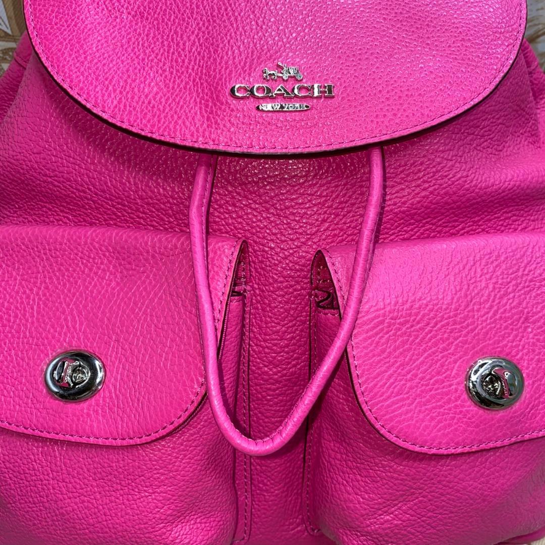 美品✨COACH コーチ リュック ビリー バックパック 牛革 巾着 シボ革 美品✨ コーチ ビリー バッグパック リュック ターンロック シボ