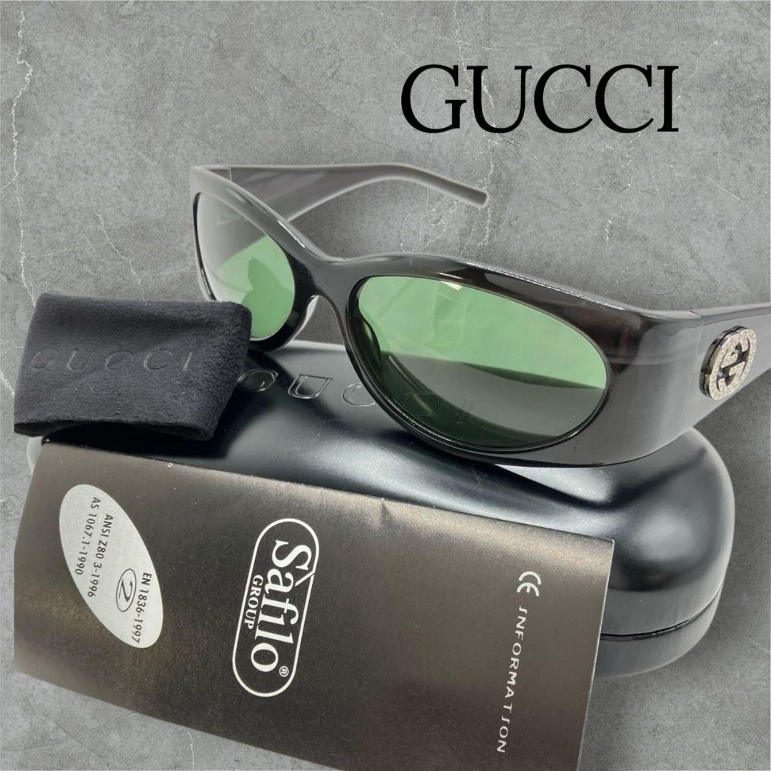 GUCCIサングラスブラウン リムレス ラインストーンケース付 GUCCIサングラスブラウン リムレス ラインストーンケース付