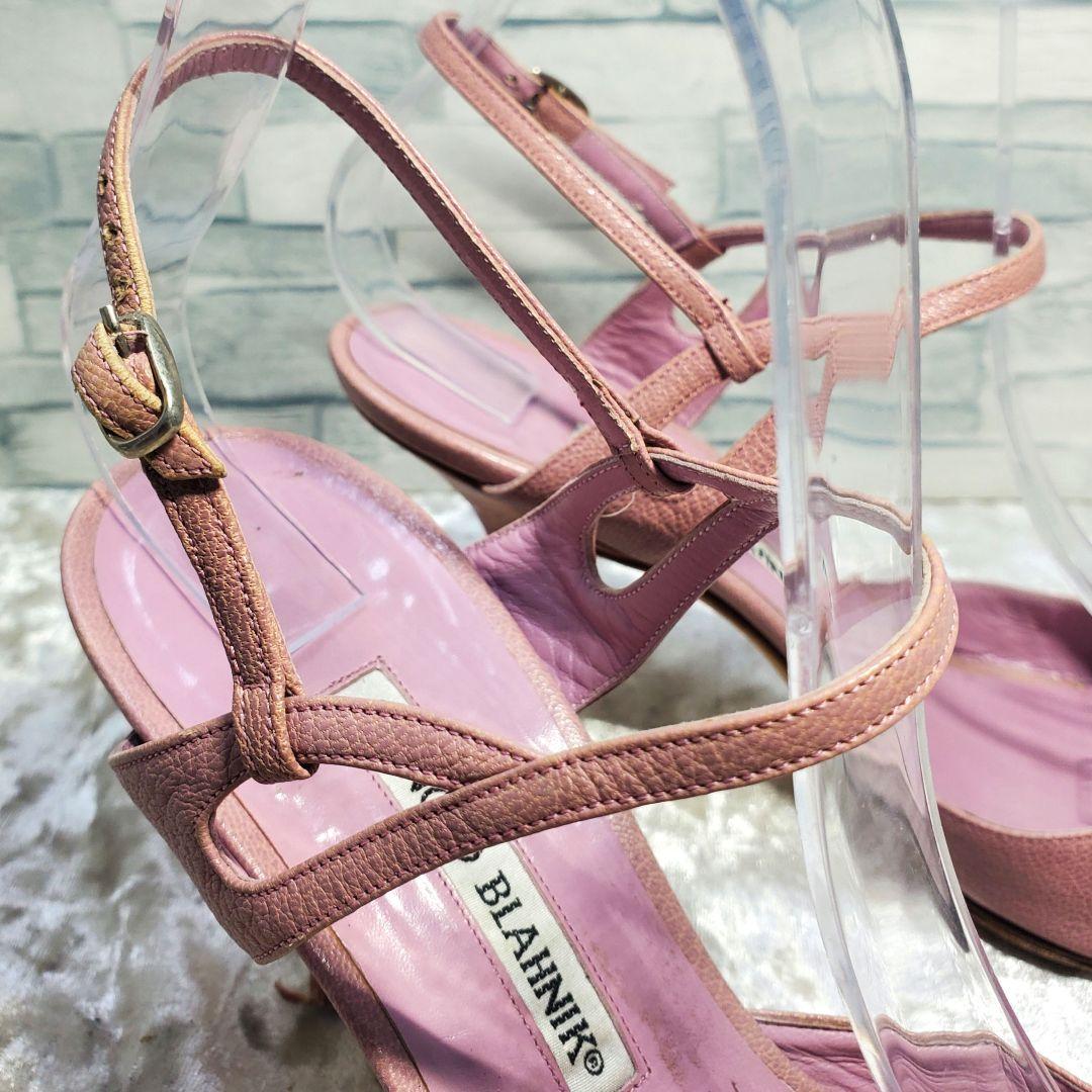 MINOLO BLAHNIK 24cm パンプス くすみピンク レザー 37
