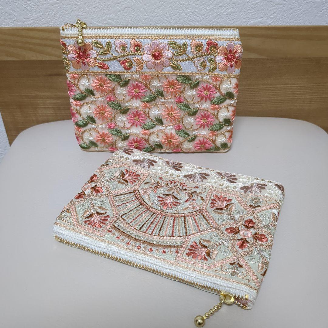 14センチファスナー フラットポーチ2点セット。