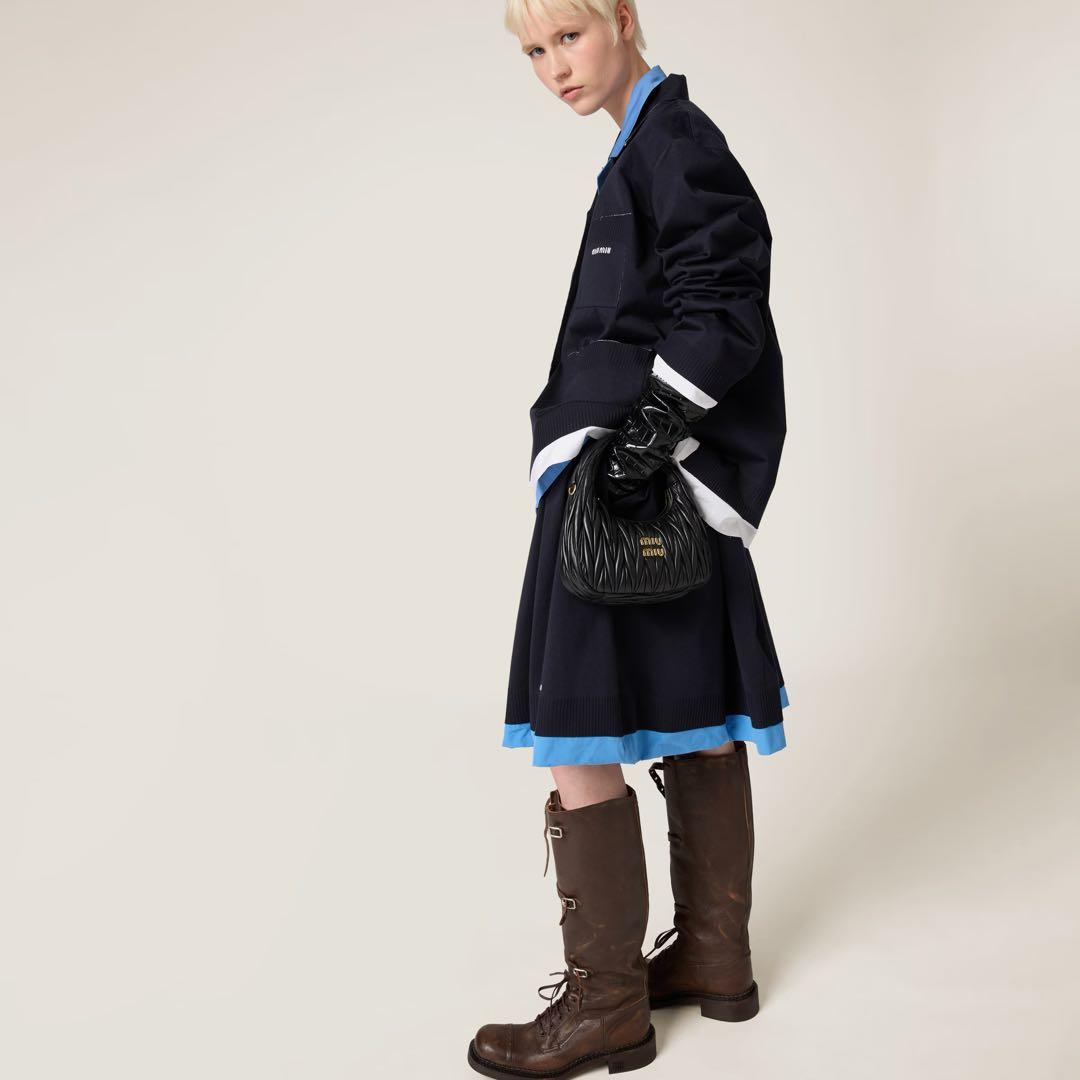 MIU MIUミュウミュウレースアップレザーブーツ ダークブラウン3724cm・MIU MIU