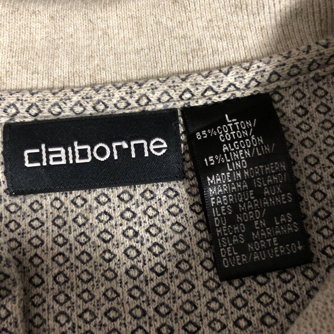 90s Claiborne ダイス柄 ポロシャツ 半袖 L ベージュ
