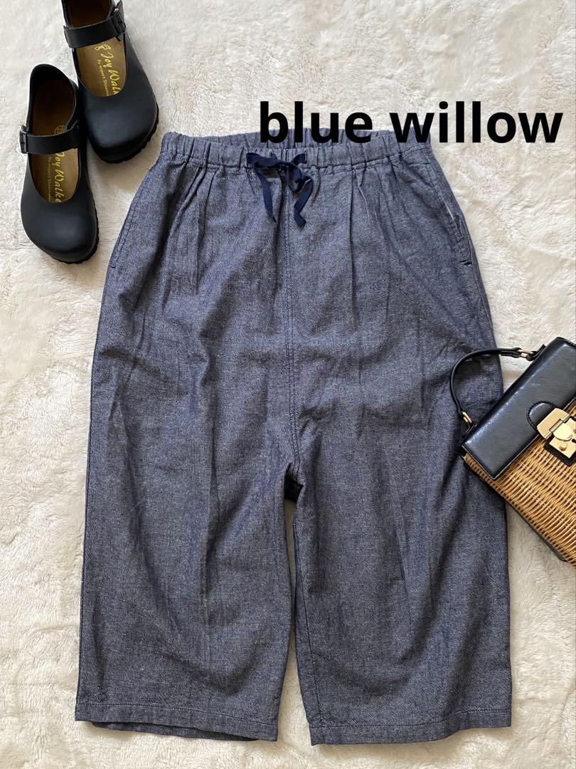 blue willow ゆったりサイズ リネンブレンド バルーン ワイド パンツ