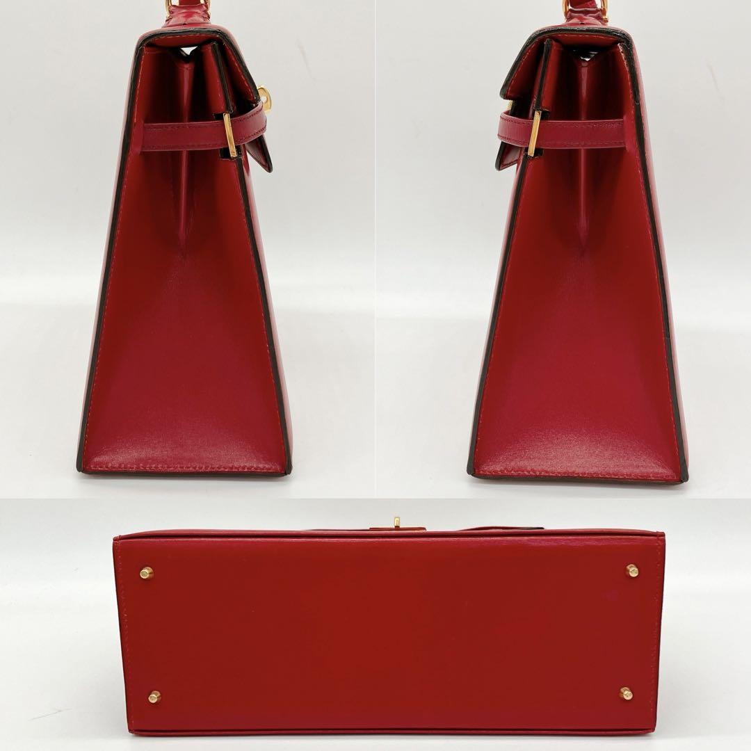 【MORABITO】ハンドバッグ　スカラ　ゴールド金具　レザー　レッド