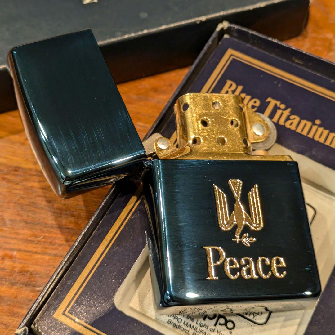 【新品】 95年製 ピース Peace ブルーチタン Zippo 限定品