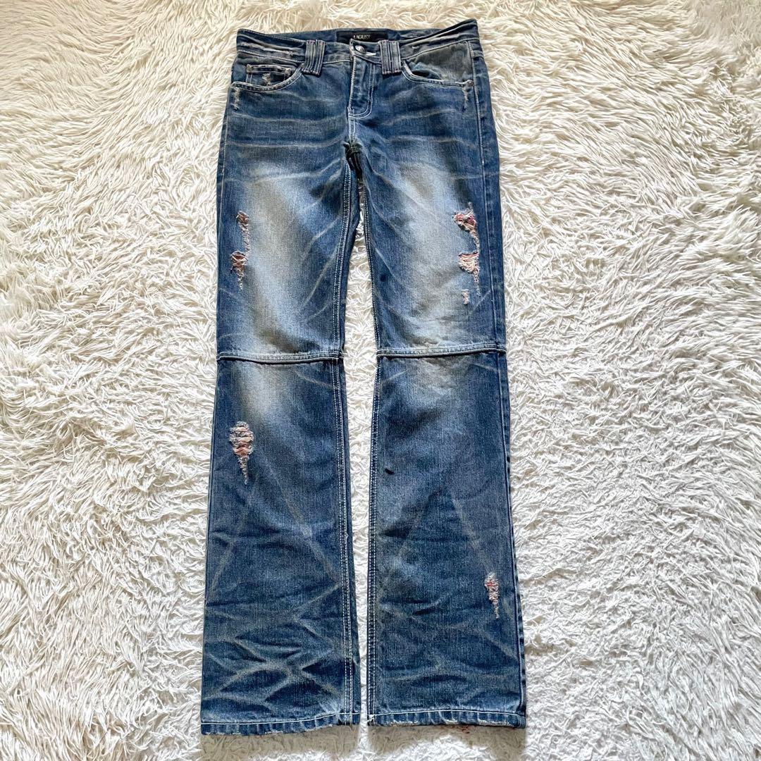 LAGUST デニムパンツ フレアパンツ ダメージ&USED加工品 y2k 3