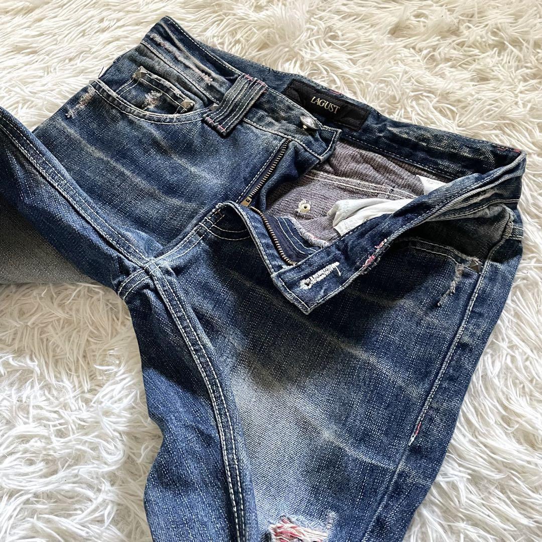 LAGUST デニムパンツ フレアパンツ ダメージ&USED加工品 y2k 3