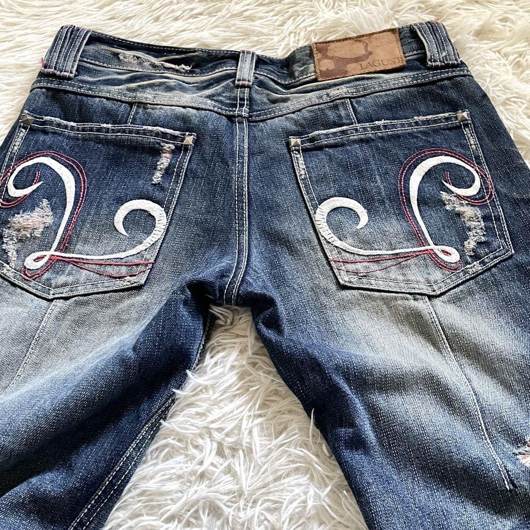 LAGUST デニムパンツ フレアパンツ ダメージ&USED加工品 y2k 3