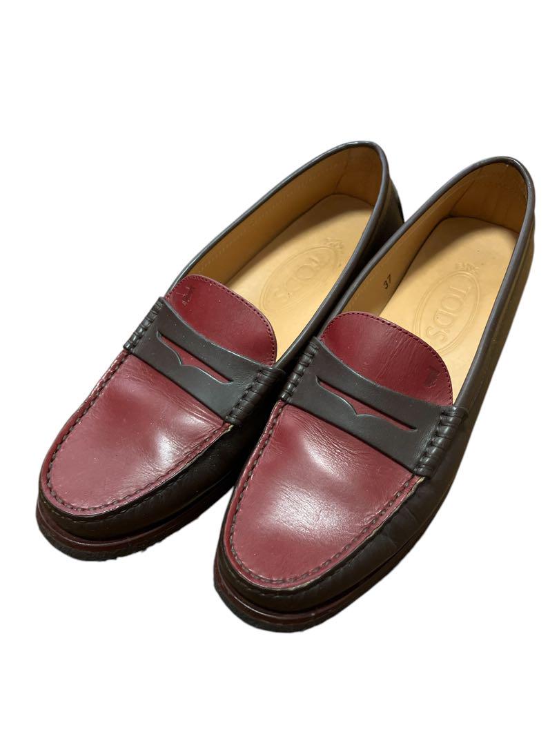 TOD'S トッズ　バーガンディ ブラウン　バイカラーローファー