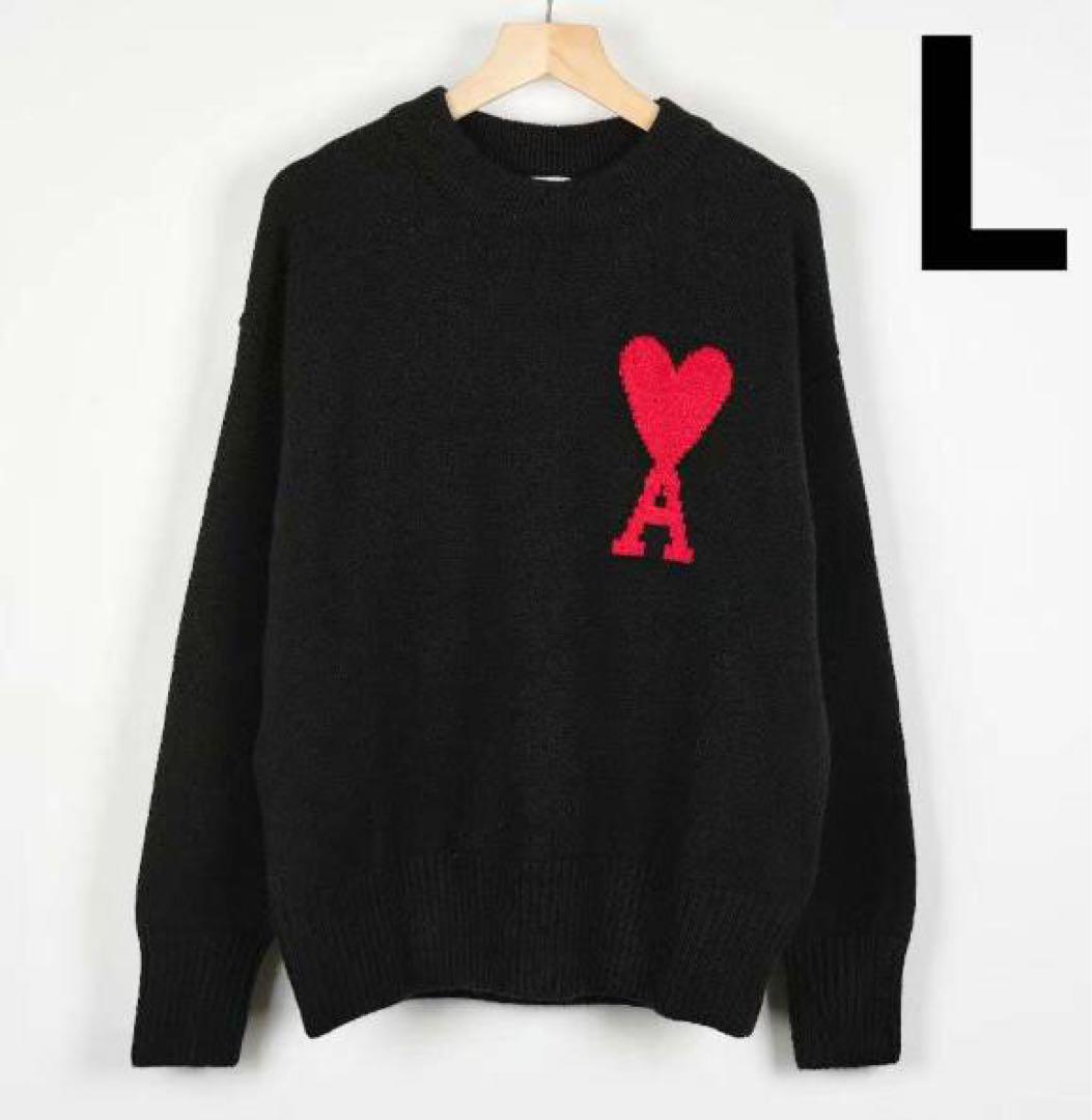【人気】Amiparis アミパリス ニットセーター 男女兼用 Lサイズ 黒