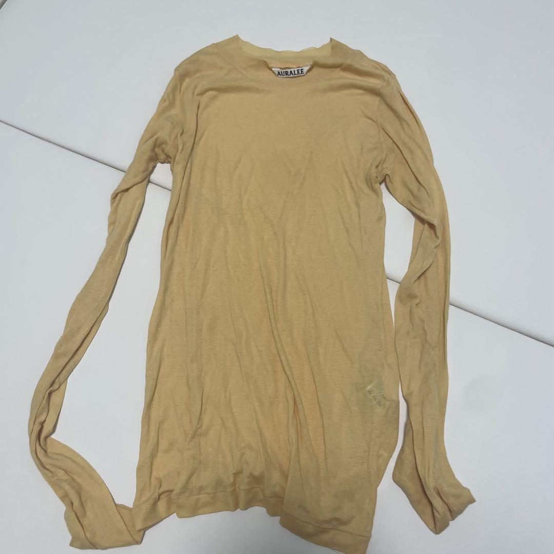 AURALEE 100%コットン シースルシャツ イエロートップス