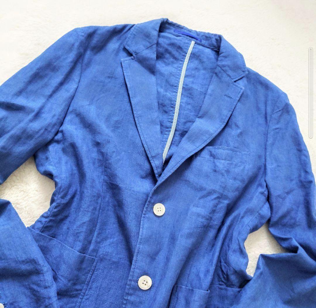 極美品 MEN'S BIGI リネン テーラードジャケット パイピング L