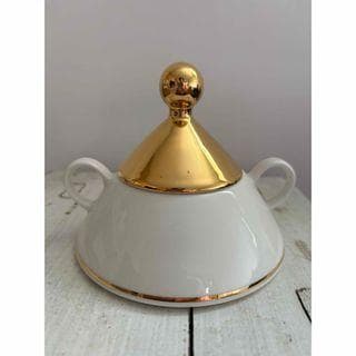 ホワイトゴールド陶器小物入れ