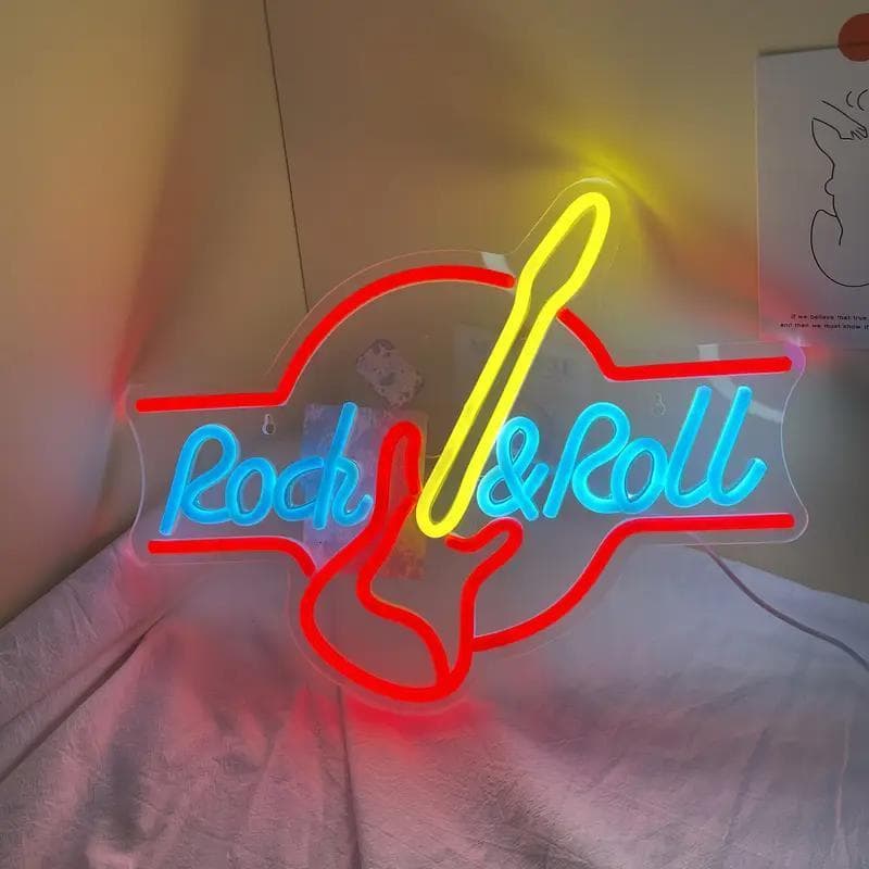 エレキ ギター ロック u0026 ロール LED ネオンサイン照明 看板 店舗 家庭j ネオン祭り おまけ付き最安値 在庫限りロックン\u0026ロール LEDネオン